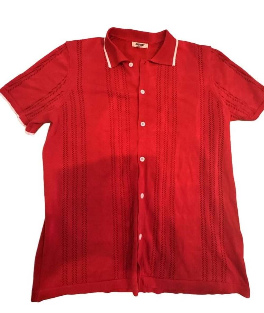COOFANDY Men's Knit Button Down Shirt Vintage Short Sleeve Polo Shirt